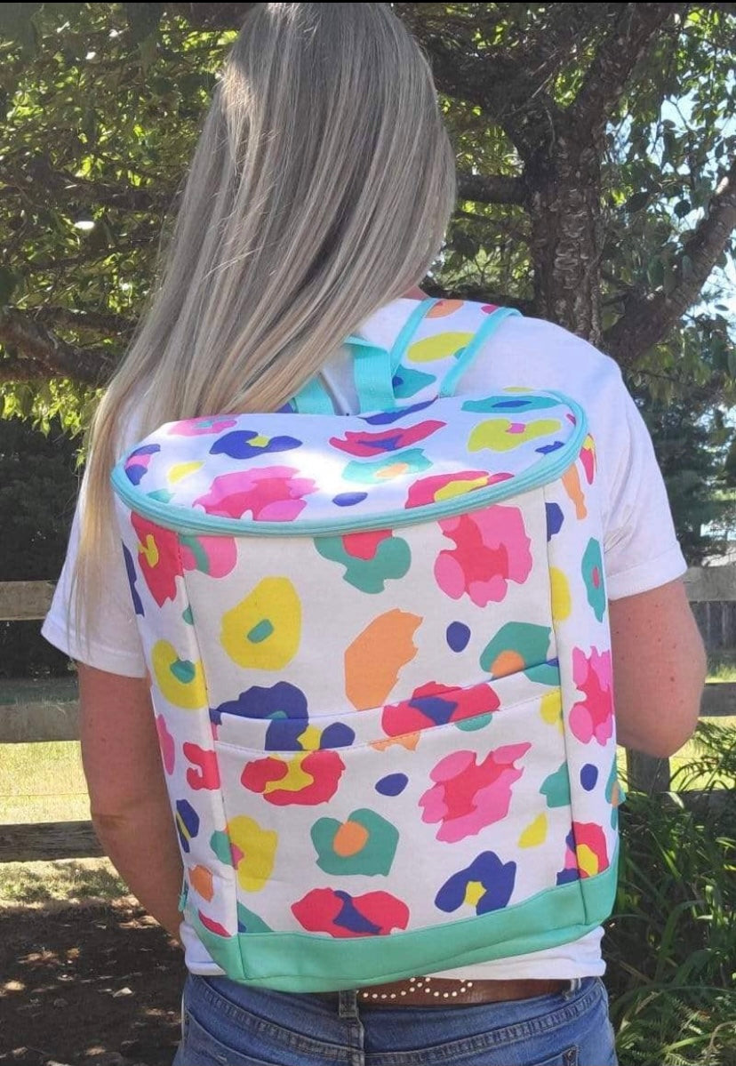Rainbow Leopard Backpack Cooler