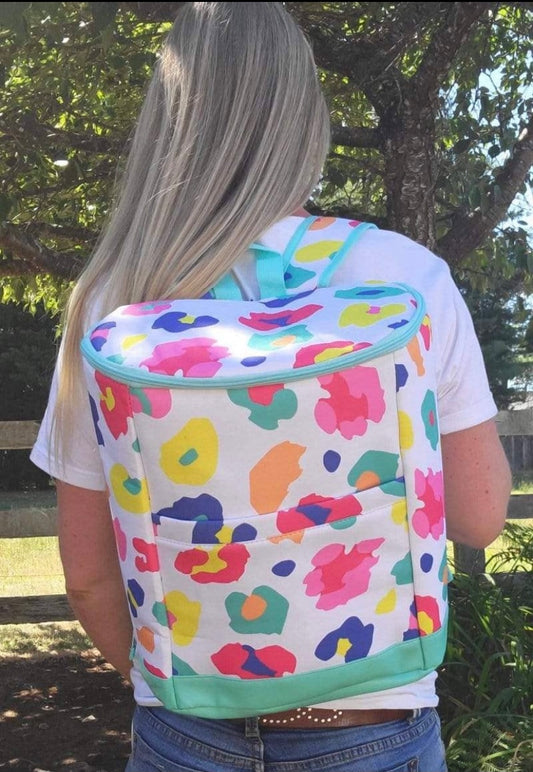 Rainbow Leopard Backpack Cooler
