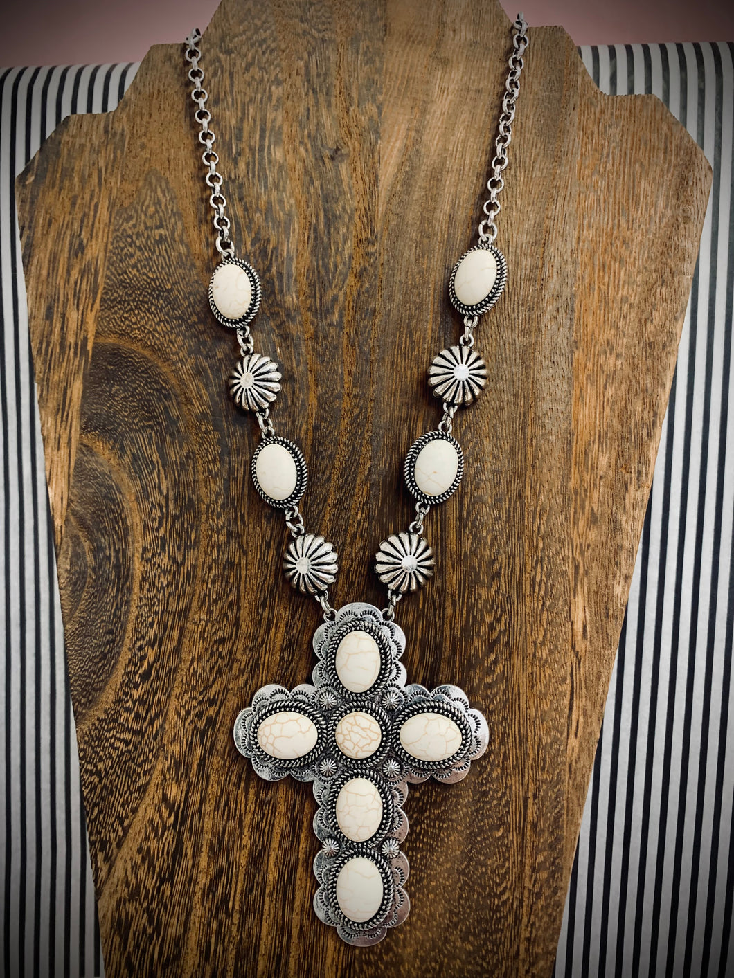 Ivory Stone Cross Necklace