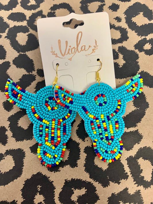 Beaded Bull Earrings