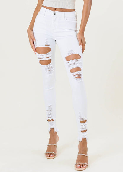 MIU Distressed Curvy Skinnies