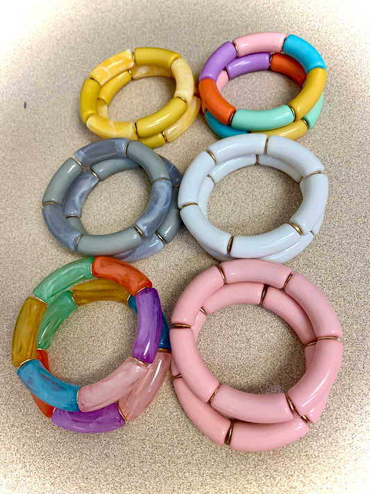 Milky 6 Tube Resin Bracelet