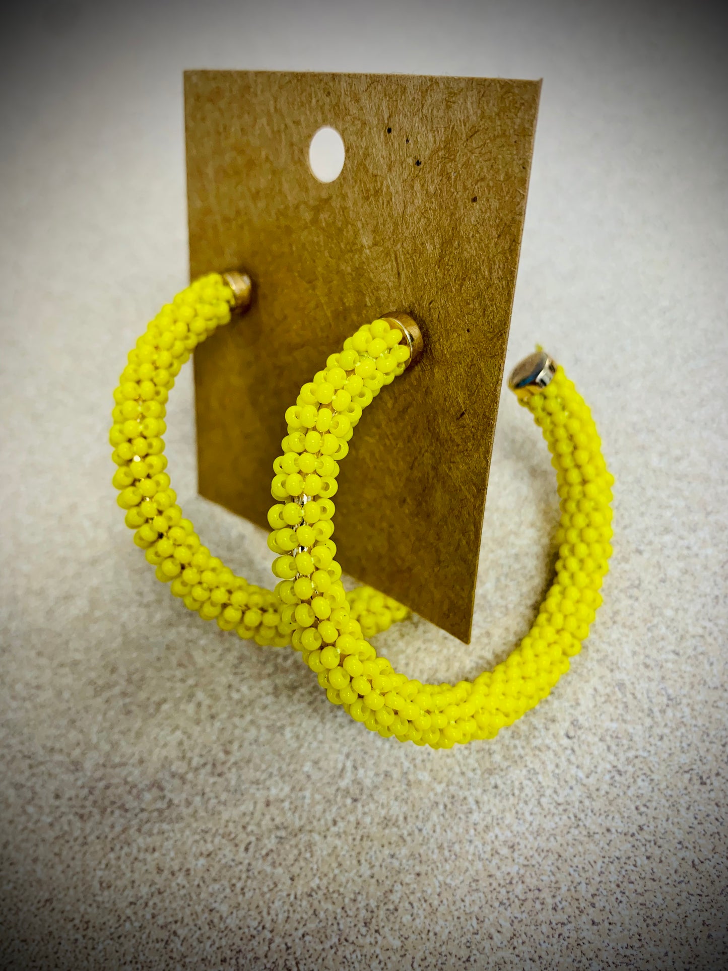 Yellow Bead Hoops