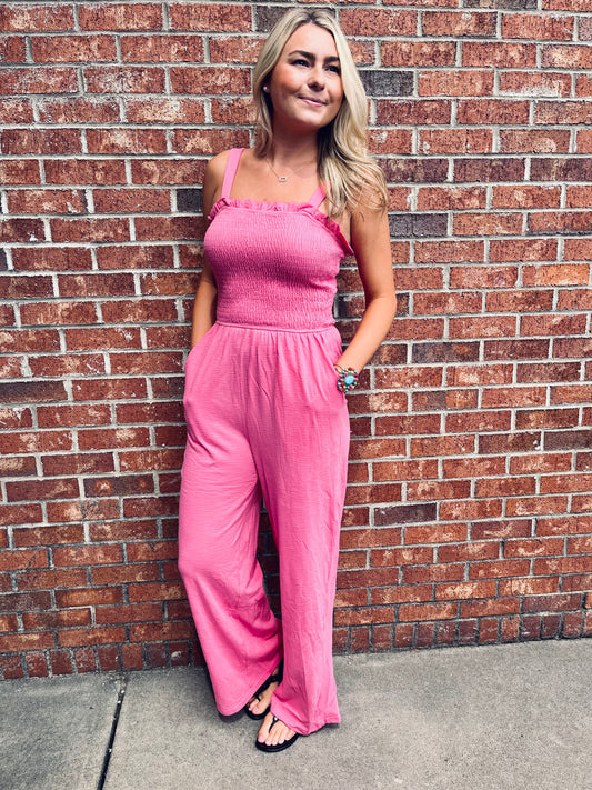 Poppin in Pink Smocked Romper