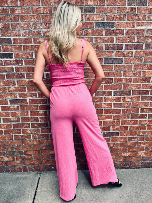 Poppin in Pink Smocked Romper