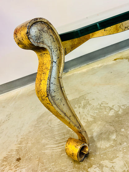 Hollywood Regency French Gilt Wrought Iron Table