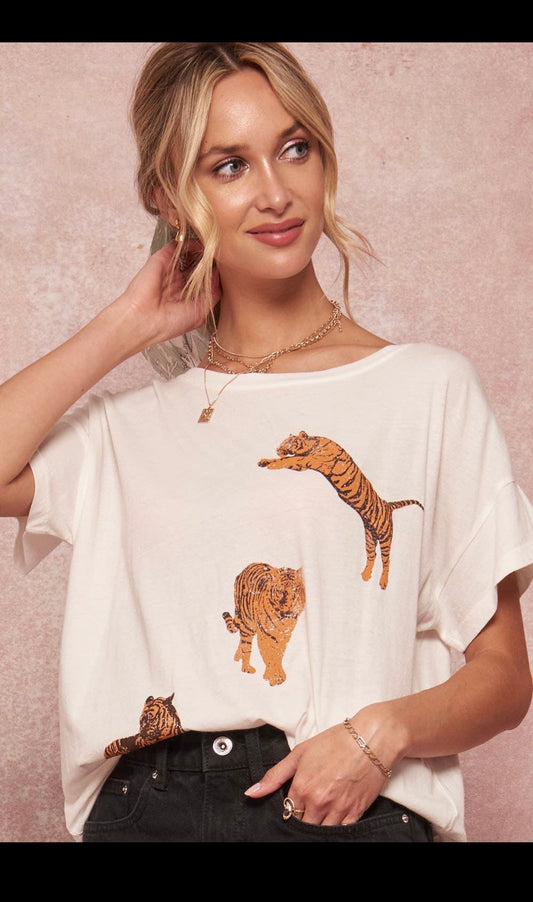Vintage Canvas Tiger Graphic Tee