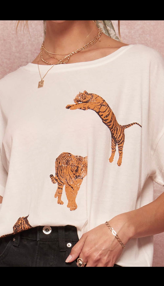 Vintage Canvas Tiger Graphic Tee