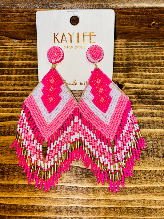 Bangin Coral Tassel Earrings