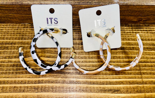 Cow Print Open Hoop Earrings