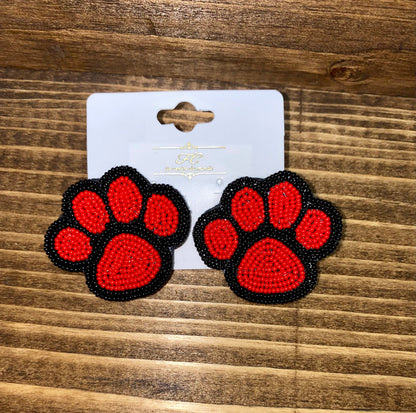 Gameday CBead Paw Earrings