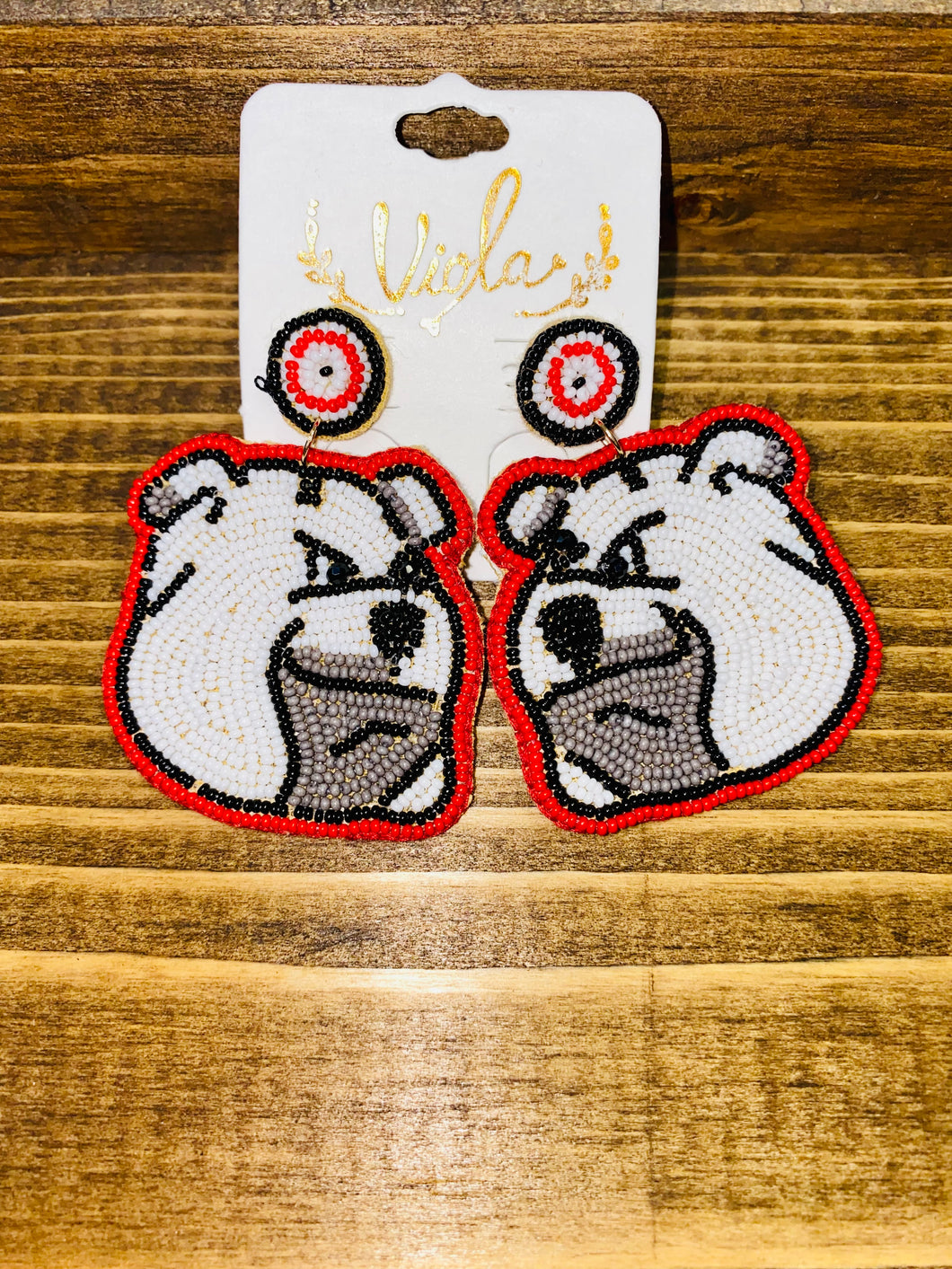 Bulldog CBead Earrings