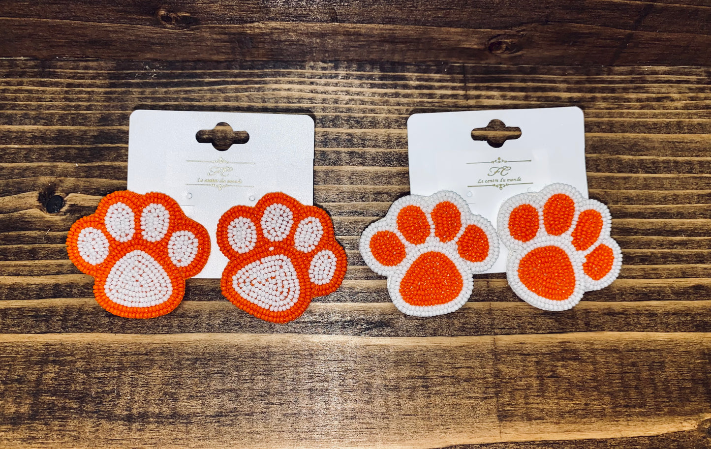 Gameday CBead Paw Earrings