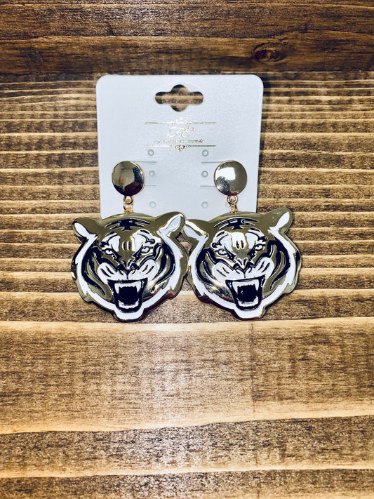 Enamel Tiger Earrings