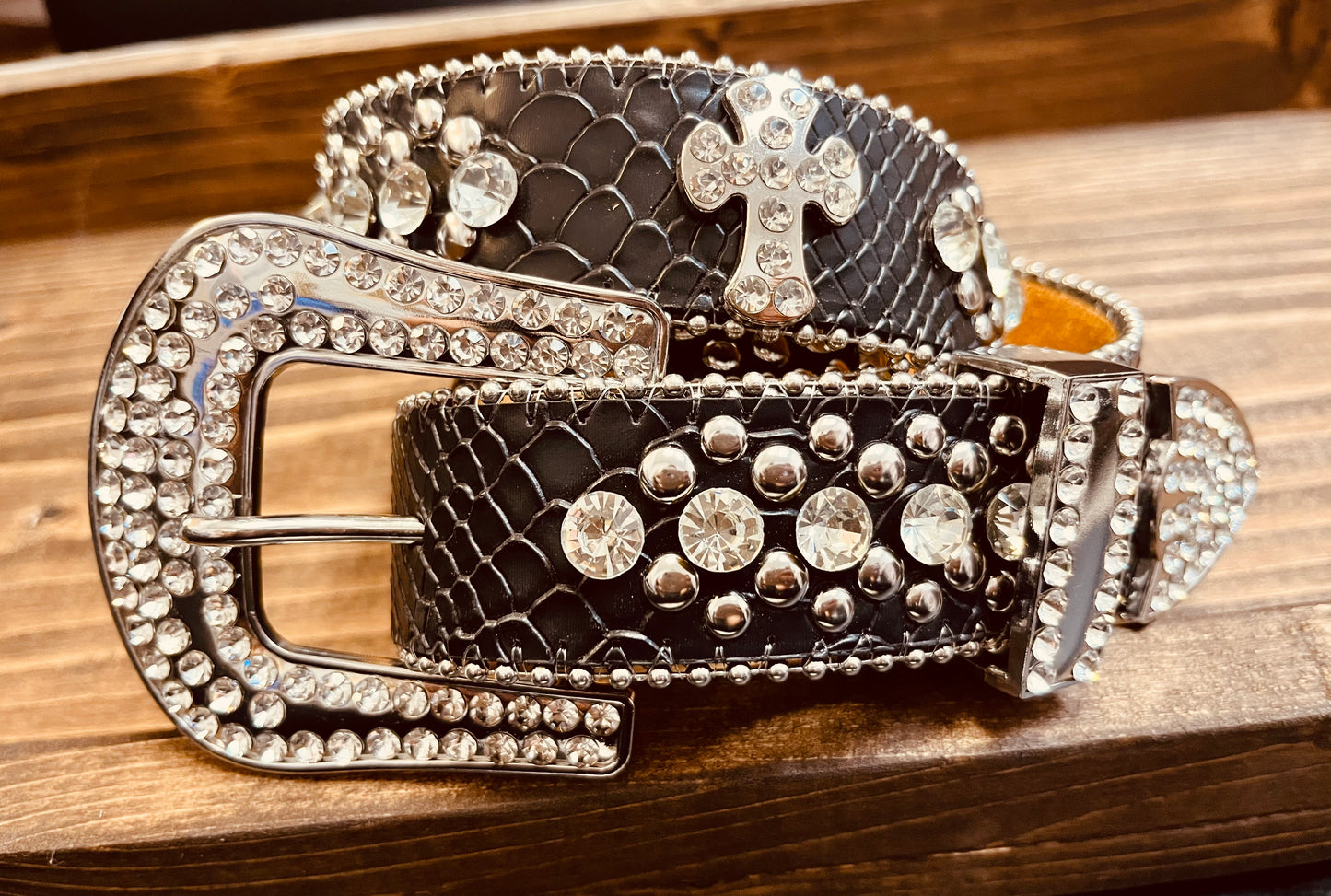 Crystal Cross Western Belt