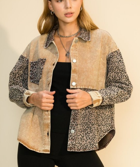 Cheetah Block Shacket
