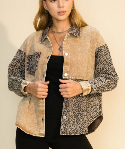 Cheetah Block Shacket