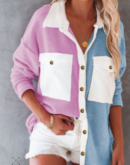 Color Block Fleece Shacket