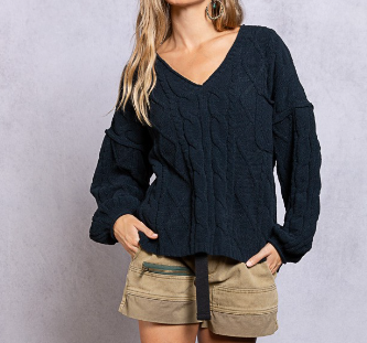 Open Tie Back Pocketed Sweater