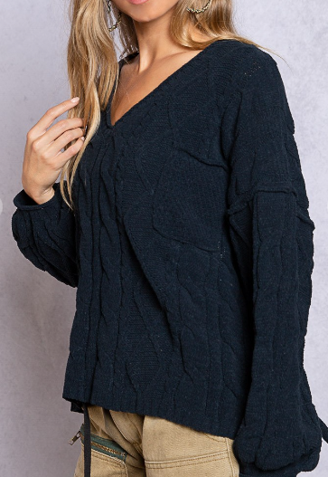 Open Tie Back Pocketed Sweater
