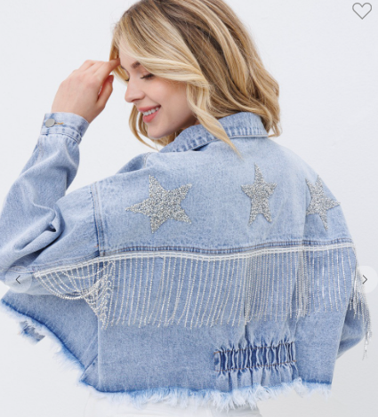 Cinched Star of the Show Denim Jacket