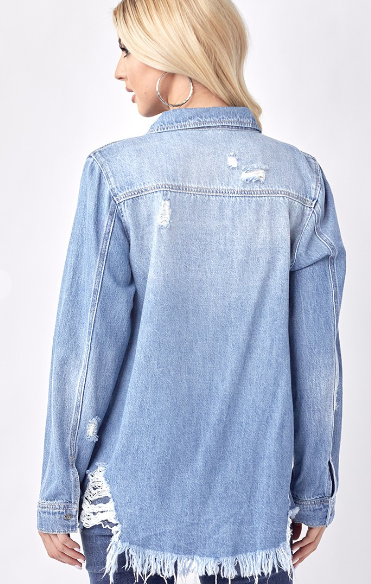 Risen Light Wash Denim Shacket
