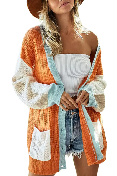 CBlock Button Closure Sweater Cardi