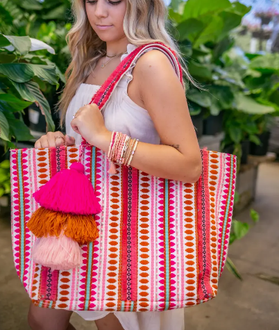 Boho PomPom Tote