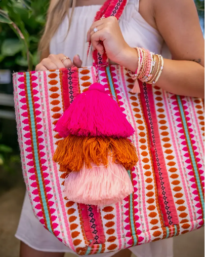 Boho PomPom Tote