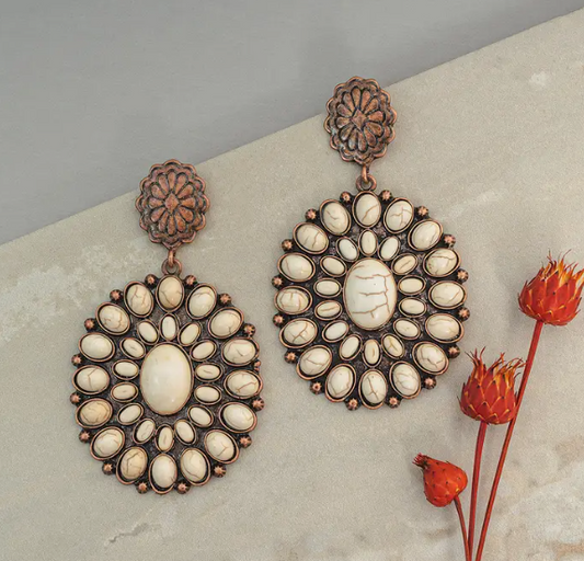Copper Squash Blossom Earrings
