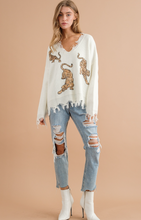 Load image into Gallery viewer, Frayed Sequin Tiger Pullover
