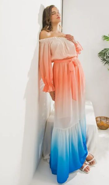 Ombre Off Shoulder Maxi