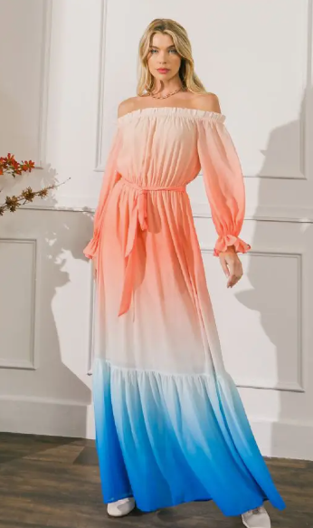 Ombre Off Shoulder Maxi