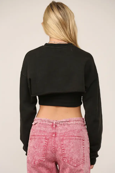 Acid Wash Bolero Pullover