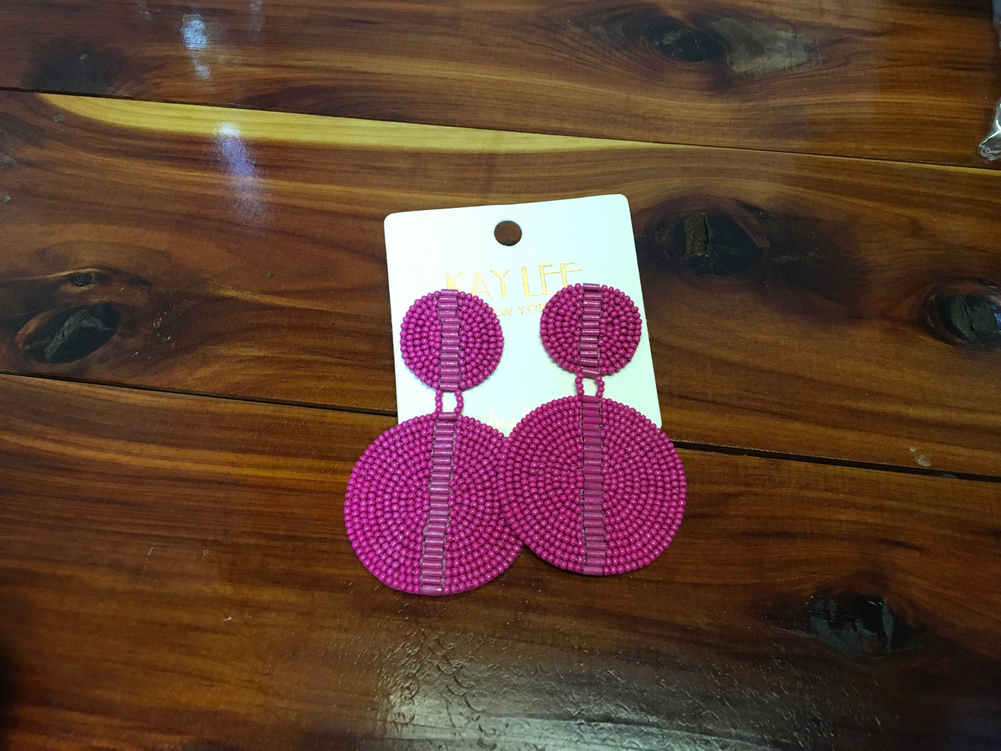 Double Disk FUSHIA Earrings