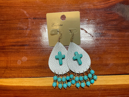 Turquoise Cross Teardrop Earring