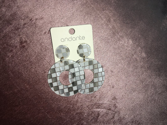 Checkered Disk Earring