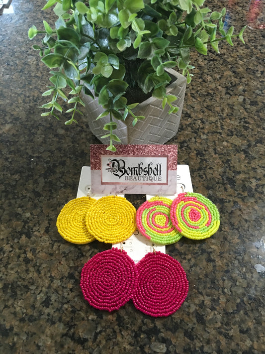 Circle Beaded Dangle Earring