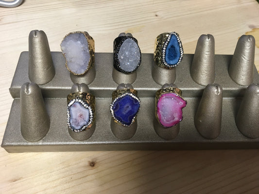 Metal Geode Cuff Rings