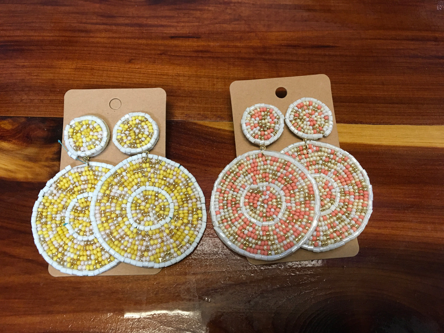 Double Disk Circle Sunrise Bead Earrings