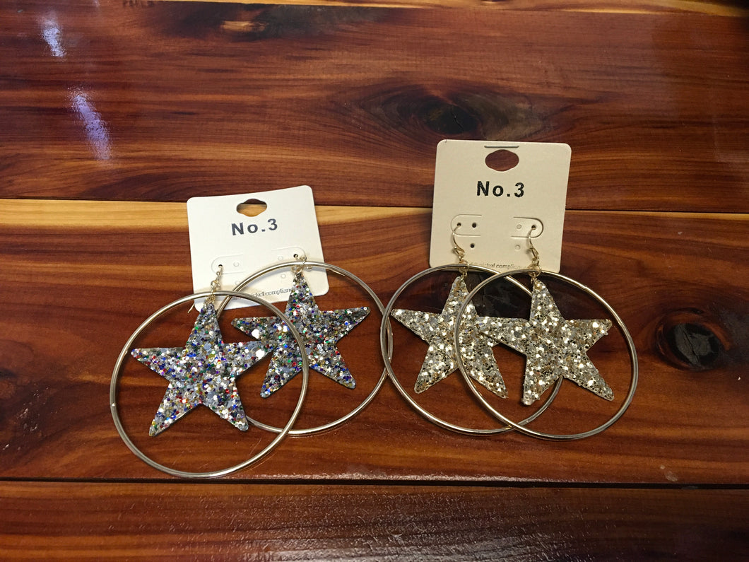 Glitter Star & Circle Earrings