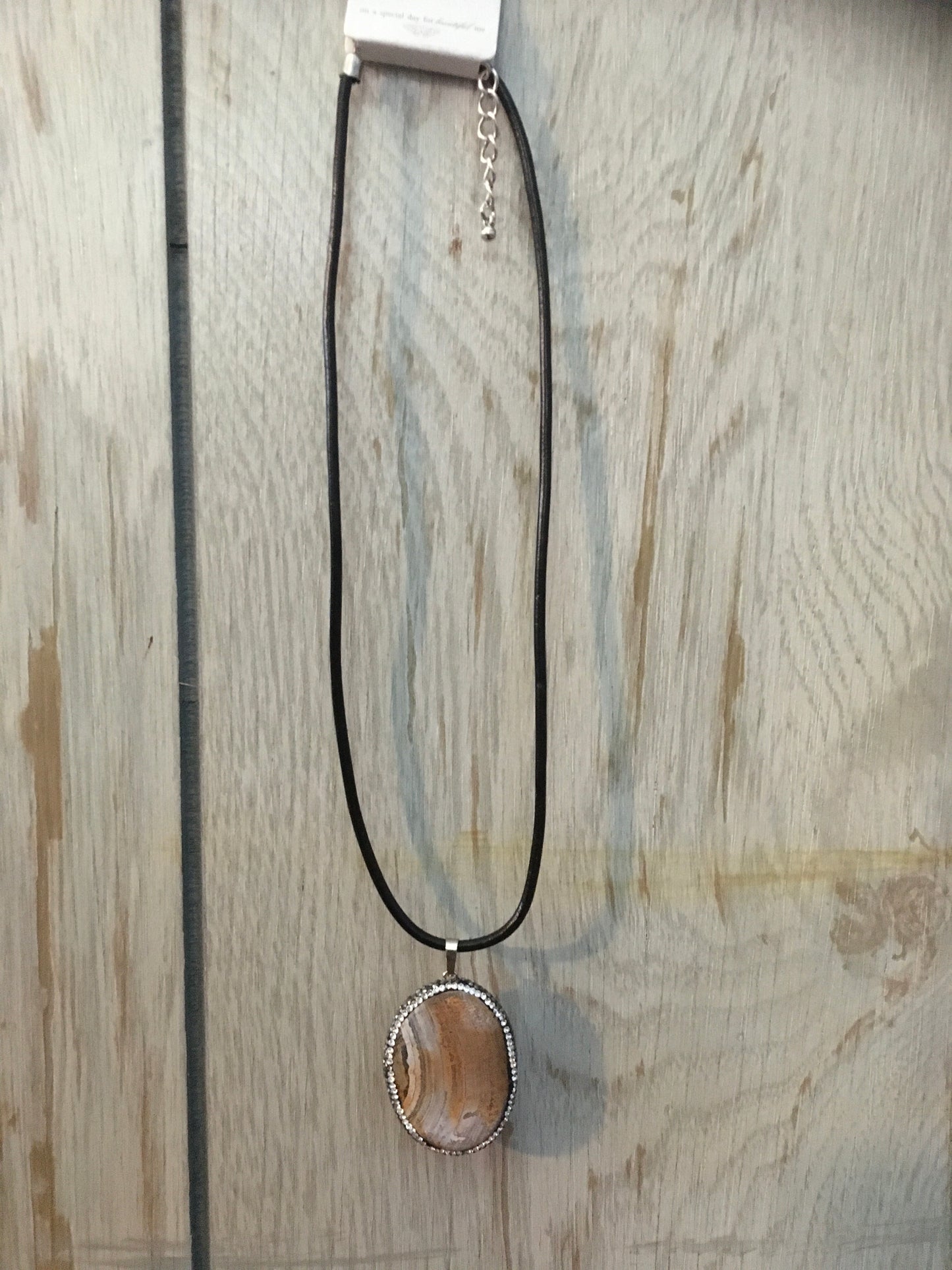 Moonstone Genuine Leather Necklace