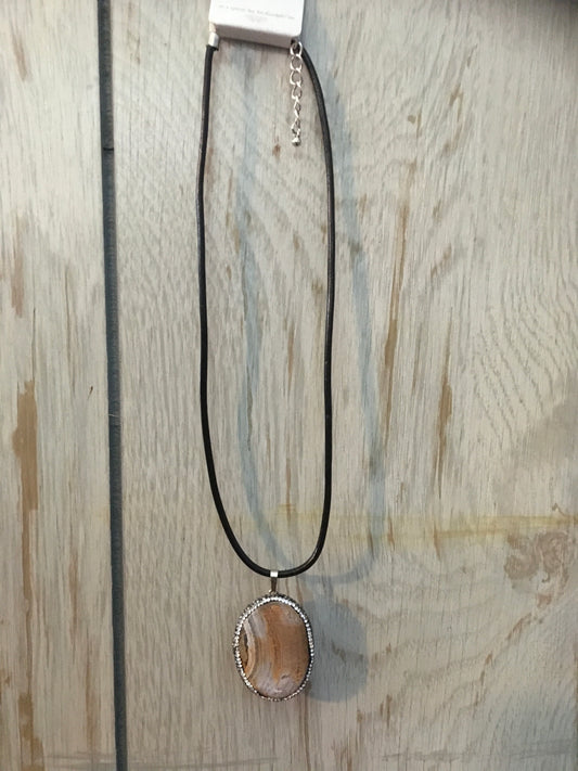 Moonstone Genuine Leather Necklace