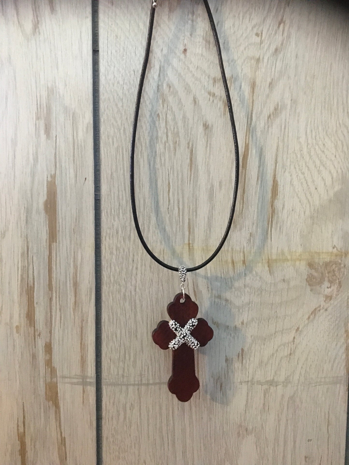 Faithful Cross Genuine Leather Necklace