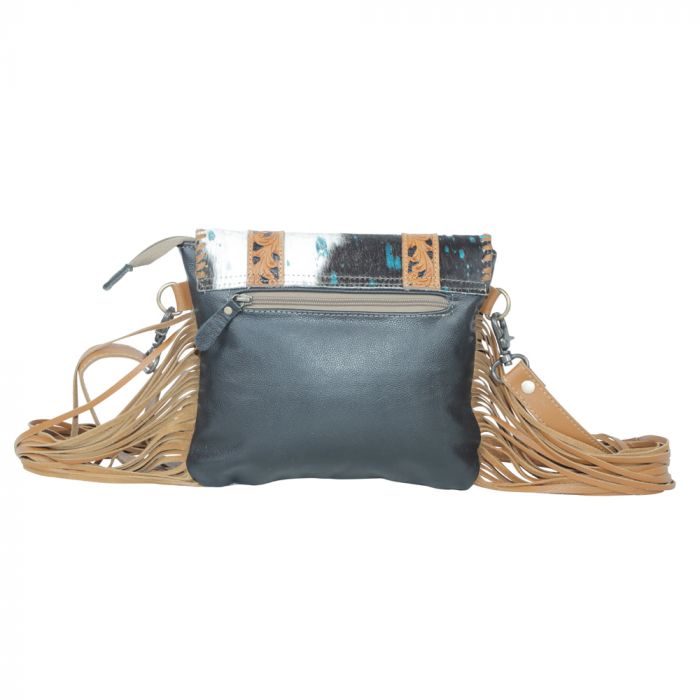 Turq Paint Splatter HideOn Leather Myra Bag