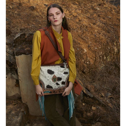 Tooled Cactus Leather & HideOn Myra Bag